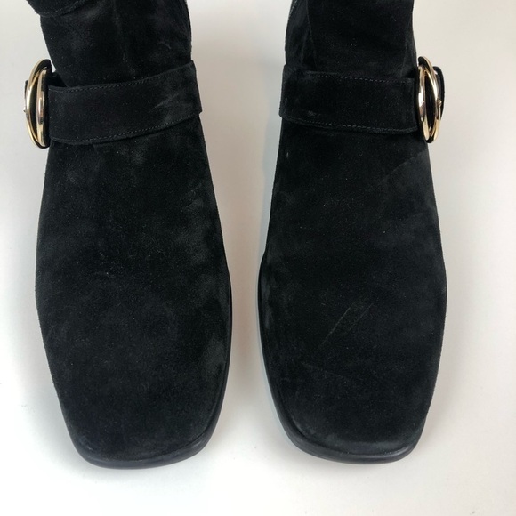 Stuart Weitzman Britain Buckle Suede Boot 9.5 blk - Picture 5 of 16